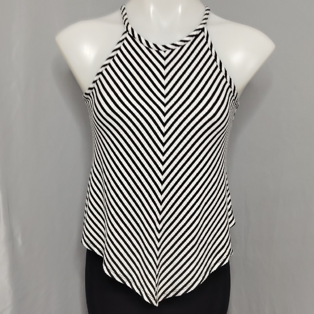 Art Class Asymmetrical Black and White Tank Top
